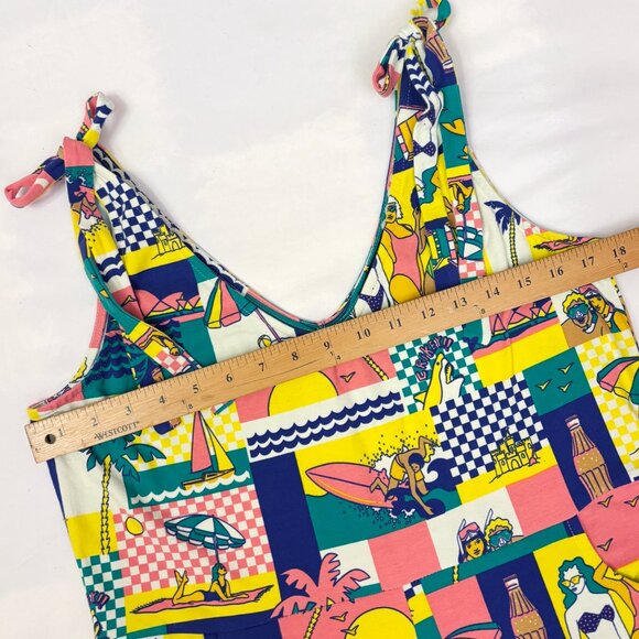 Dangerfield colorful summer illustrations tie-strap jumpsuit size US 8 - Picture 4 of 7